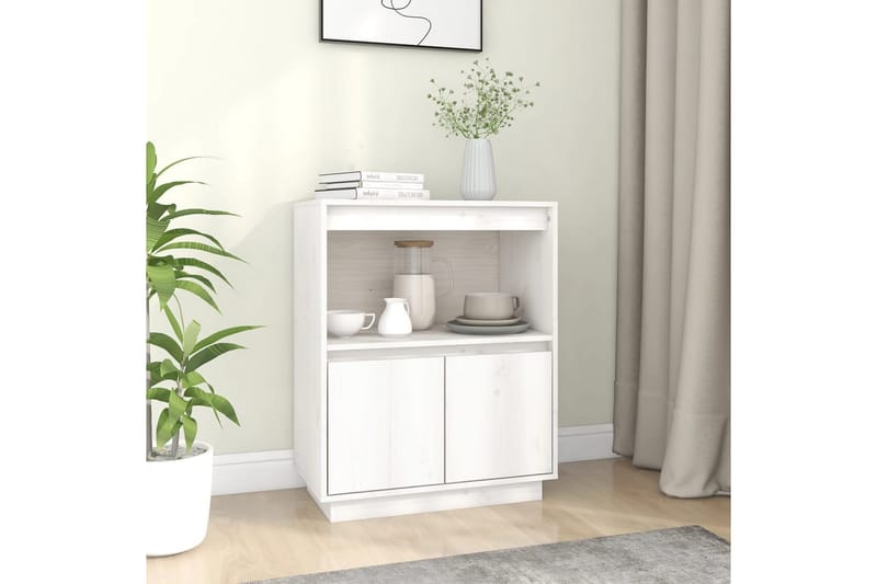 beBasic Skänk vit 60x34x75 cm massiv furu - White - Förvaring - Förvaringsmöbler - Sideboard & skänk