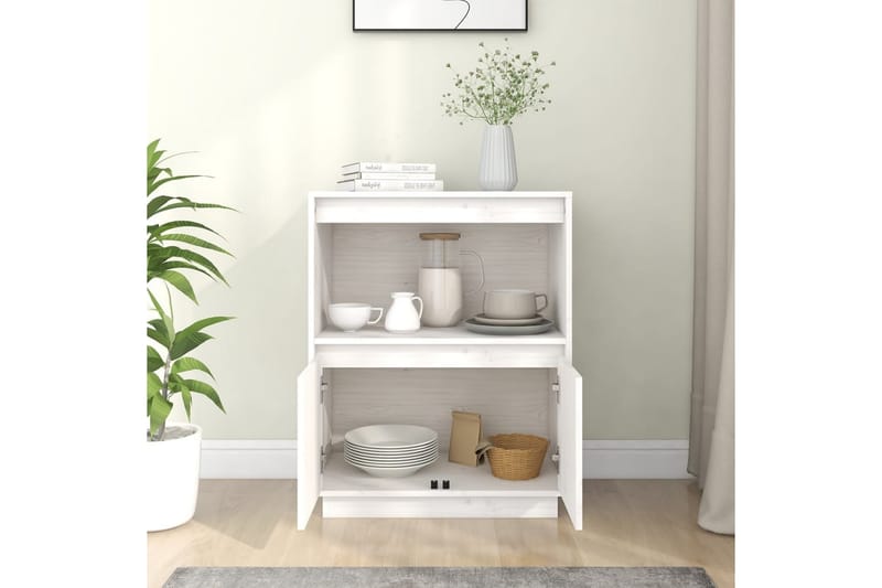 beBasic Skänk vit 60x34x75 cm massiv furu - White - Förvaring - Förvaringsmöbler - Sideboard & skänk