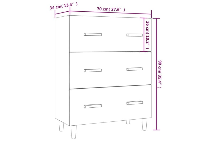 beBasic Skänk vit 70x34x90 cm konstruerat trä - White - Förvaring - Förvaringsmöbler - Sideboard & skänk