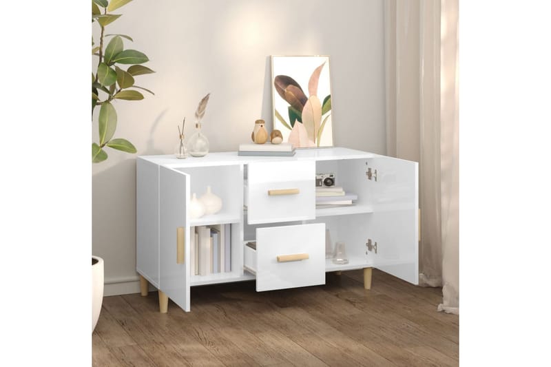 beBasic Skänk vit högglans 100x36x60 cm konstruerat trä - White - Förvaring - Förvaringsmöbler - Sideboard & skänk