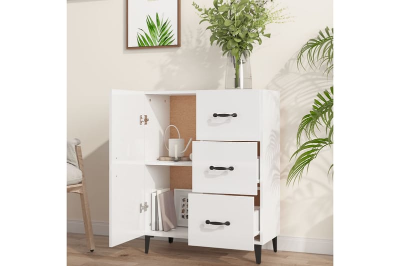 beBasic Skänk vit högglans 69,5x34x90 cm konstruerat trä - White - Förvaring - Förvaringsmöbler - Sideboard & skänk