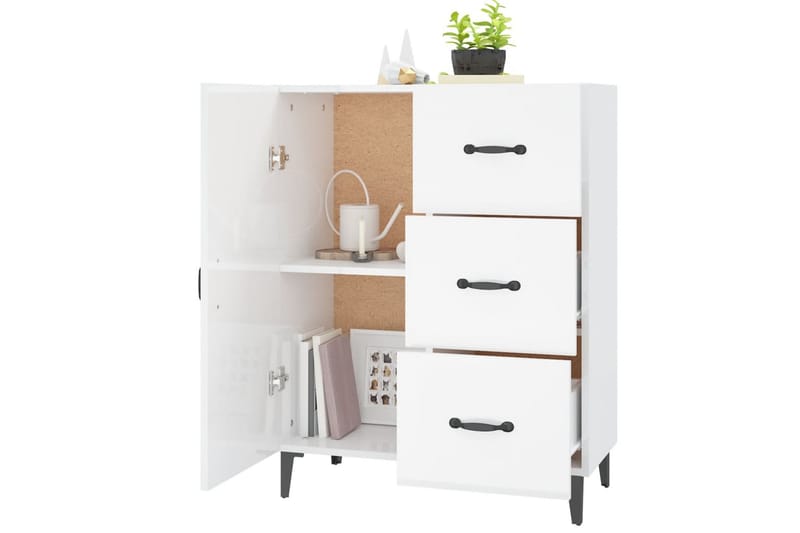 beBasic Skänk vit högglans 69,5x34x90 cm konstruerat trä - White - Sideboard & skänk