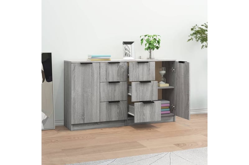 beBasic Skänkar 2 st grå sonoma 60x30x70 cm konstruerat trä - Grey - Förvaring - Förvaringsmöbler - Sideboard & skänk