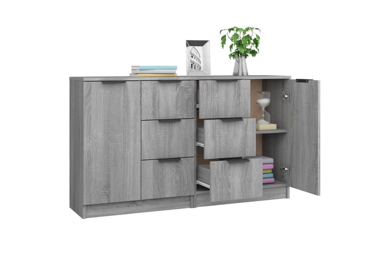 beBasic Skänkar 2 st grå sonoma 60x30x70 cm konstruerat trä - Grey - Förvaring - Förvaringsmöbler - Sideboard & skänk