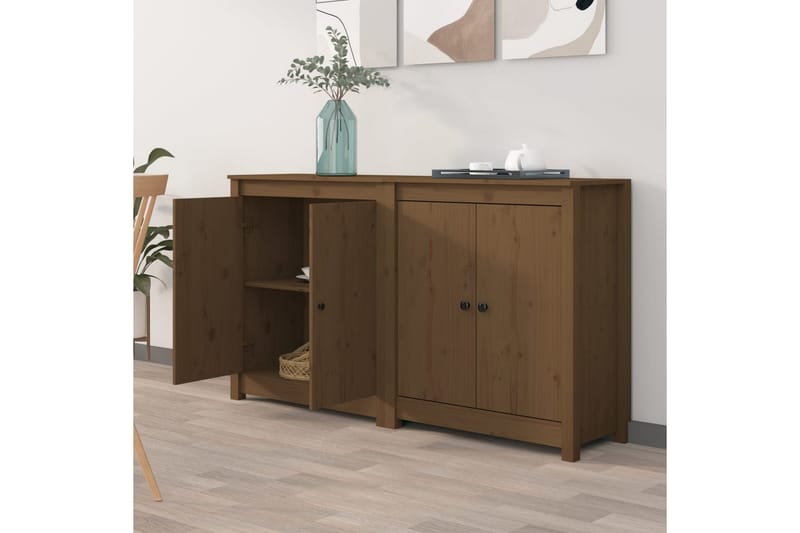 beBasic Skänkar 2 st honungsbrun 70x35x80 cm massiv furu - Brown - Förvaring - Förvaringsmöbler - Sideboard & skänk