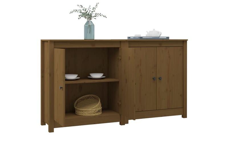 beBasic Skänkar 2 st honungsbrun 70x35x80 cm massiv furu - Brown - Förvaring - Förvaringsmöbler - Sideboard & skänk