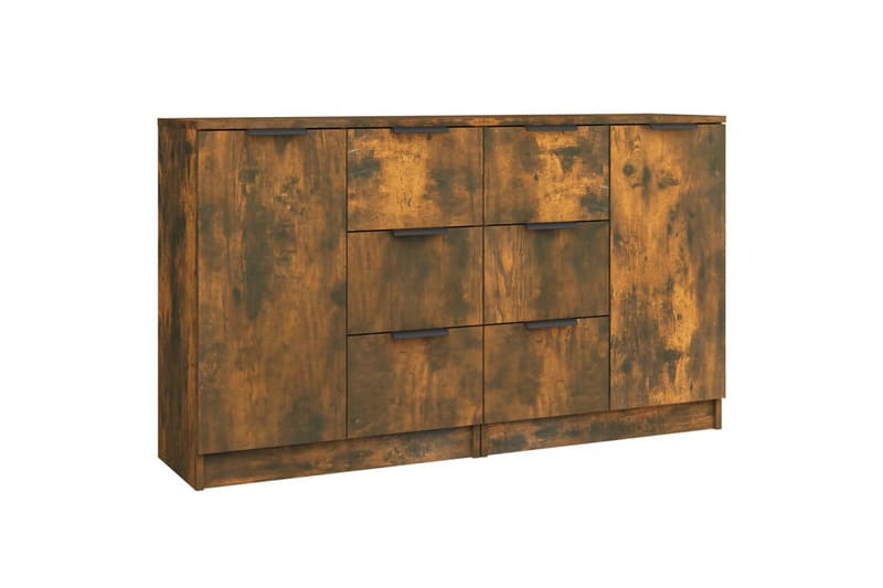 beBasic Skänkar 2 st rökfärgad ek 60x30x70 cm konstruerat trä - Brown - Förvaring - Förvaringsmöbler - Sideboard & skänk