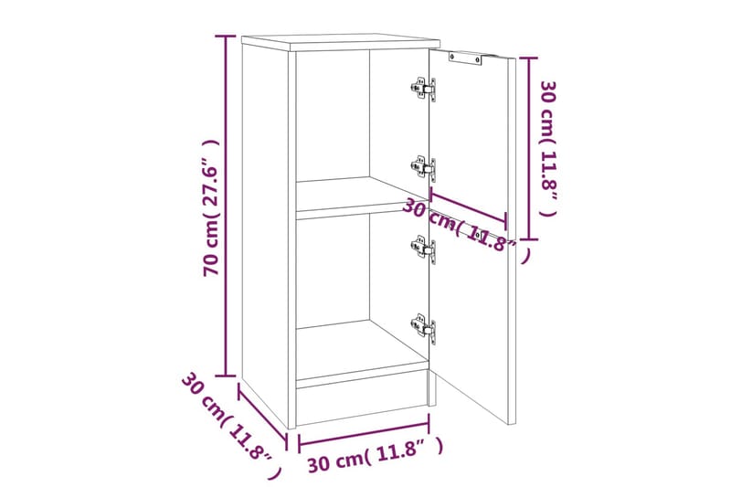 beBasic Skänkar 2 st vit 30x30x70 cm konstruerat trä - White - Förvaring - Förvaringsmöbler - Sideboard & skänk