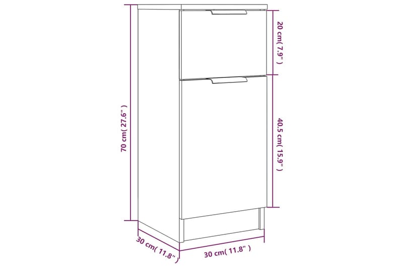 beBasic Skänkar 2 st vit 30x30x70 cm konstruerat trä - White - Förvaring - Förvaringsmöbler - Sideboard & skänk