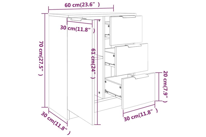 beBasic Skänkar 2 st vit 60x30x70 cm konstruerat trä - White - Förvaring - Förvaringsmöbler - Sideboard & skänk