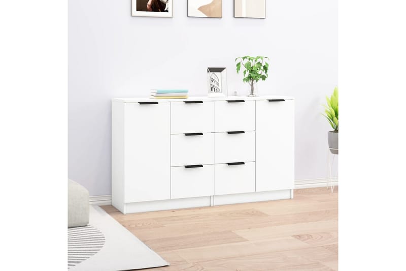 beBasic Skänkar 2 st vit 60x30x70 cm konstruerat trä - White - Förvaring - Förvaringsmöbler - Sideboard & skänk