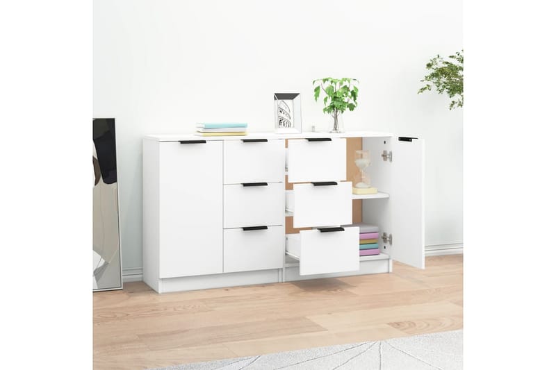 beBasic Skänkar 2 st vit 60x30x70 cm konstruerat trä - White - Förvaring - Förvaringsmöbler - Sideboard & skänk