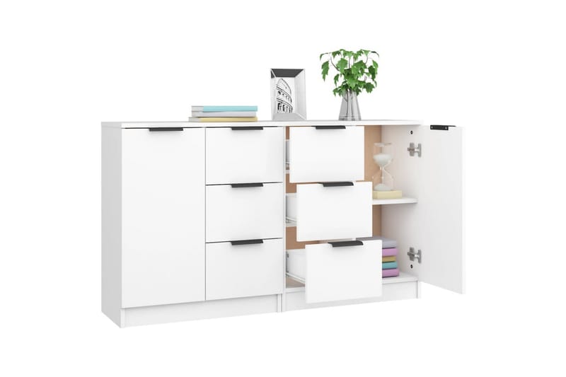 beBasic Skänkar 2 st vit 60x30x70 cm konstruerat trä - White - Förvaring - Förvaringsmöbler - Sideboard & skänk