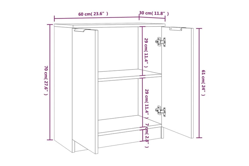 beBasic Skänkar 2 st vit högglans 60x30x70 cm konstruerat trä - White - Förvaring - Förvaringsmöbler - Sideboard & skänk