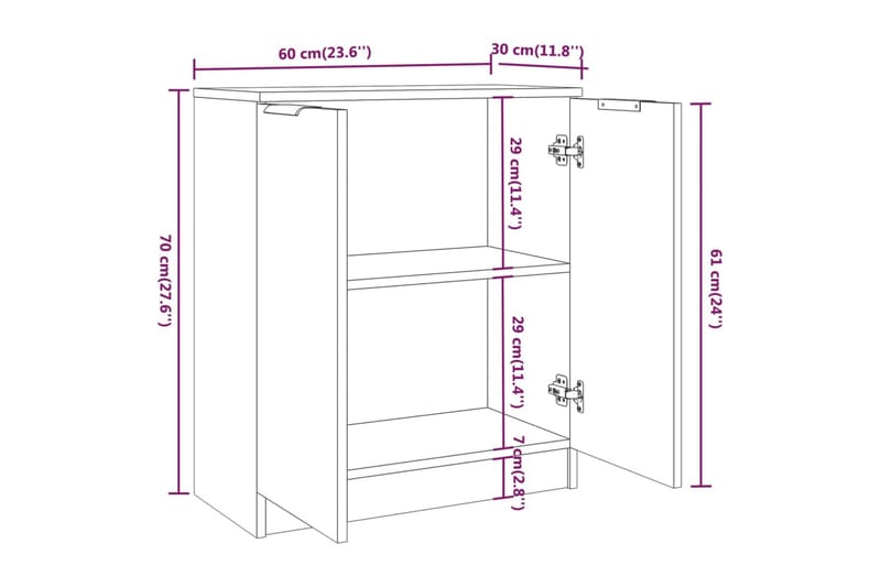 beBasic Skänkskåp vit högglans 60x30x70 cm konstruerat trä - White - Sideboard & skänk