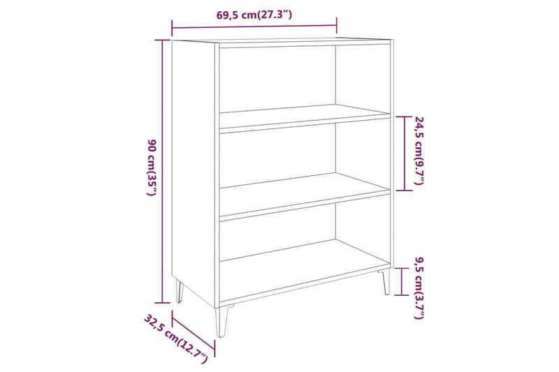 beBasic Skänkskåp vit högglans 69,5x32,5x90 cm konstruerat trä - White - Förvaring - Förvaringsmöbler - Sideboard & skänk