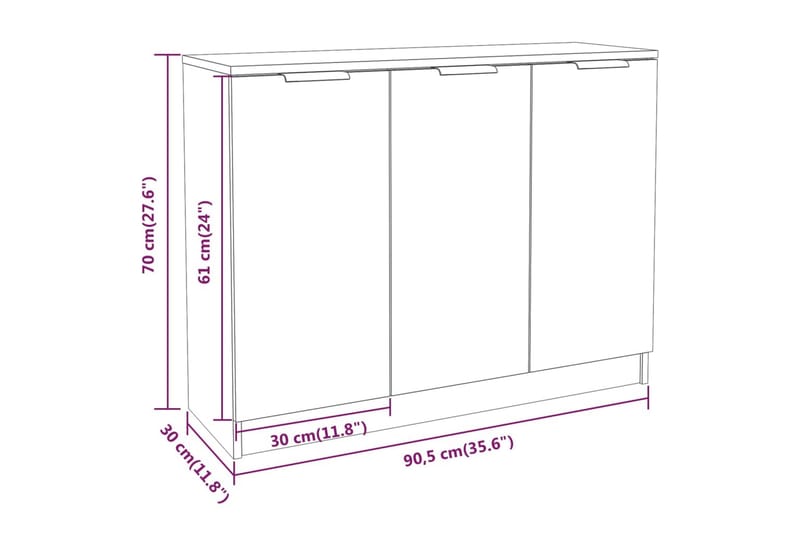 beBasic Skänkskåp vit högglans 90,5x30x70 cm konstruerat trä - White - Förvaring - Förvaringsmöbler - Sideboard & skänk