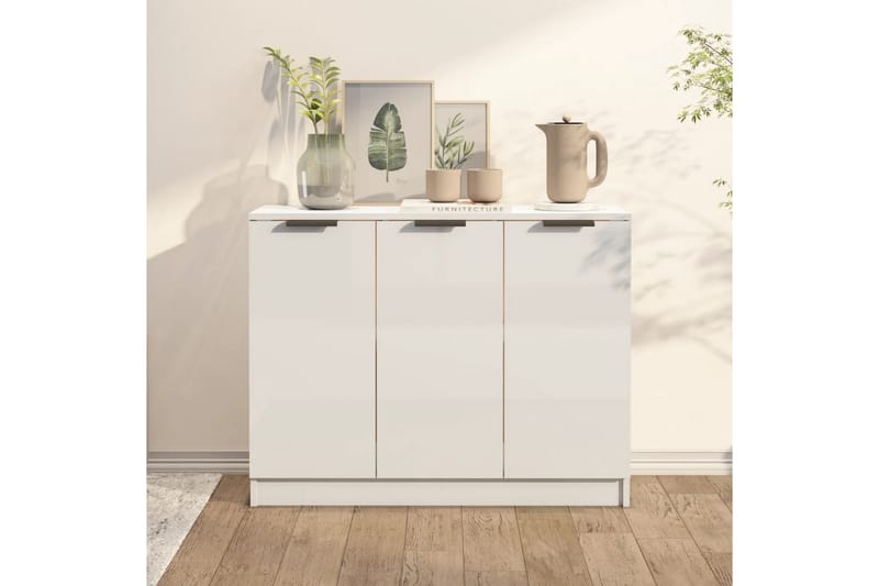 beBasic Skänkskåp vit högglans 90,5x30x70 cm konstruerat trä - White - Förvaring - Förvaringsmöbler - Sideboard & skänk