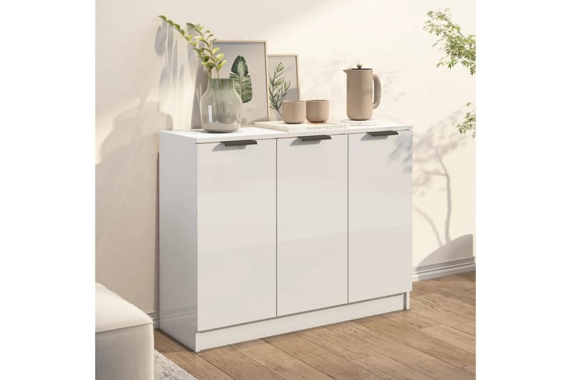 beBasic Skänkskåp vit högglans 90,5x30x70 cm konstruerat trä - White - Förvaring - Förvaringsmöbler - Sideboard & skänk