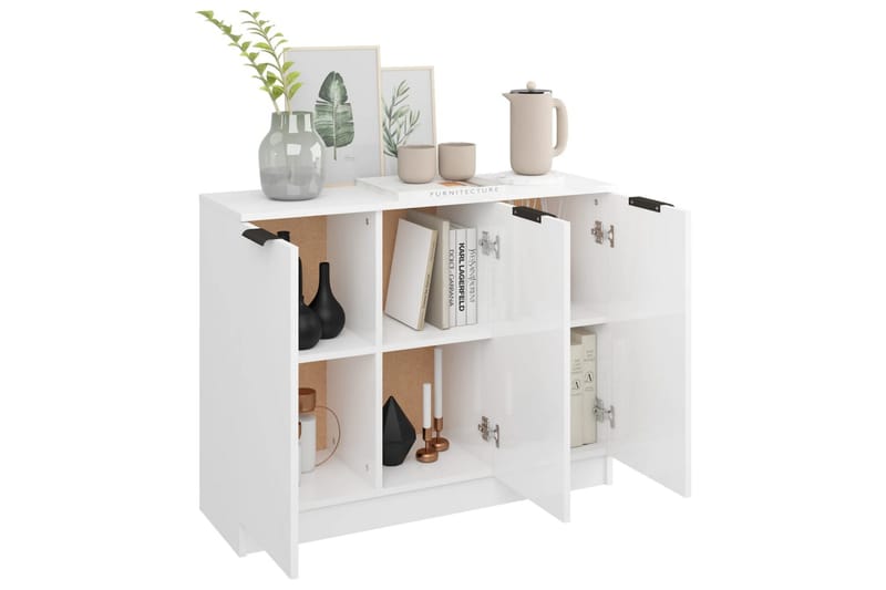 beBasic Skänkskåp vit högglans 90,5x30x70 cm konstruerat trä - White - Förvaring - Förvaringsmöbler - Sideboard & skänk