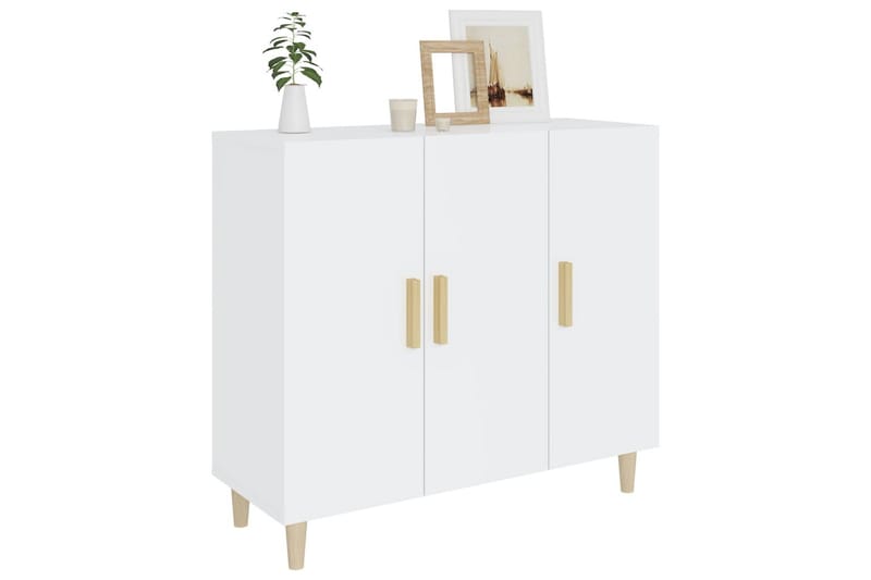 beBasic Skänkskåp vit högglans 90x34x80 cm konstruerat trä - White - Förvaring - Förvaringsmöbler - Sideboard & skänk