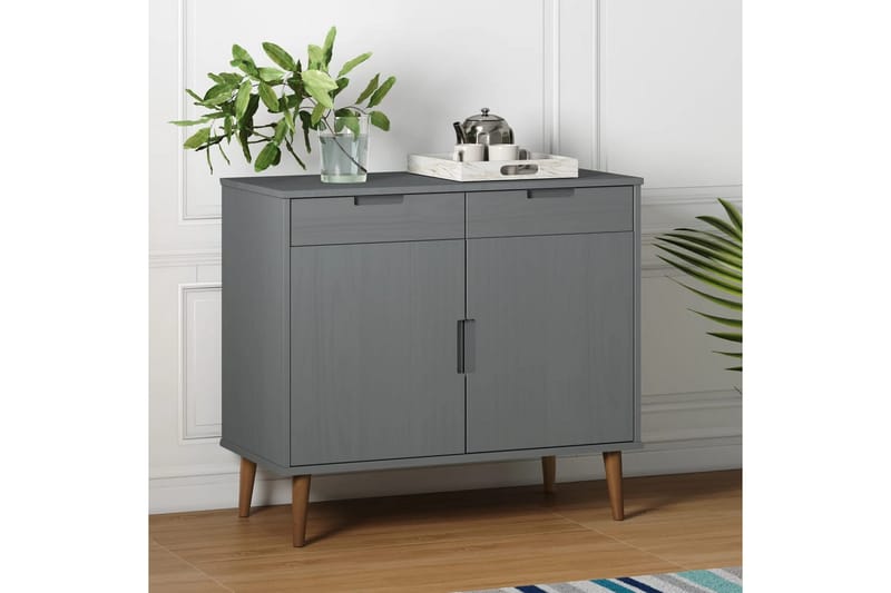 beBasic Skåp grå 90x40x80 cm massiv furu - Grey - Förvaring - Förvaringsmöbler - Sideboard & skänk