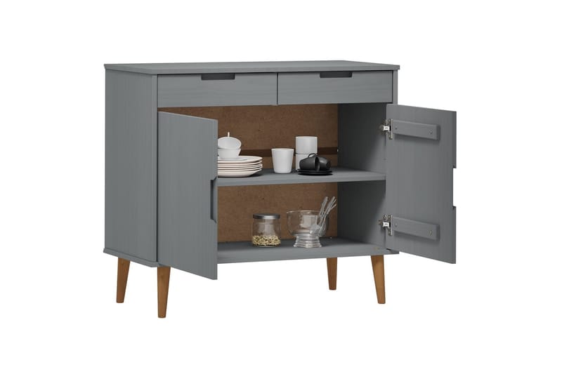 beBasic Skåp grå 90x40x80 cm massiv furu - Grey - Förvaring - Förvaringsmöbler - Sideboard & skänk