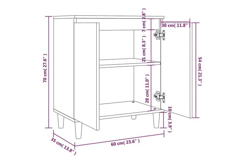 beBasic Skåp rökfärgad ek 60x35x70 cm konstruerat trä - Brown - Förvaring - Förvaringsmöbler - Sideboard & skänk