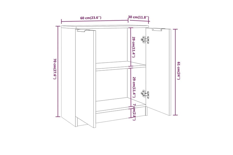 beBasic Skåp vit 60x30x70 cm konstruerat trä - White - Förvaring - Förvaringsmöbler - Sideboard & skänk