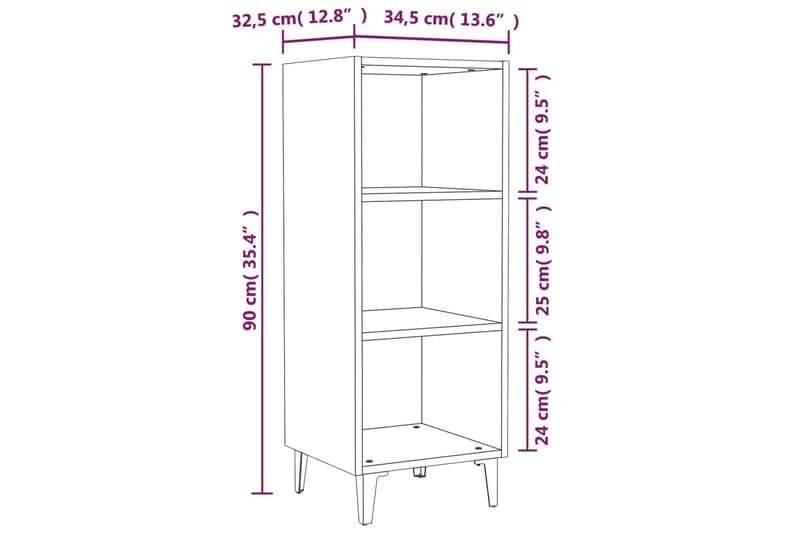 beBasic Skåp vit högglans 34,5x32,5x90 cm konstruerat trä - White - Förvaring - Förvaringsmöbler - Sideboard & skänk