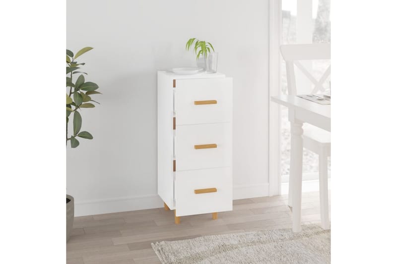 beBasic Skåp vit högglans 34,5x34x90 cm konstruerat trä - White - Förvaring - Förvaringsmöbler - Sideboard & skänk