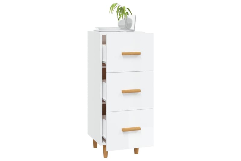 beBasic Skåp vit högglans 34,5x34x90 cm konstruerat trä - White - Förvaring - Förvaringsmöbler - Sideboard & skänk