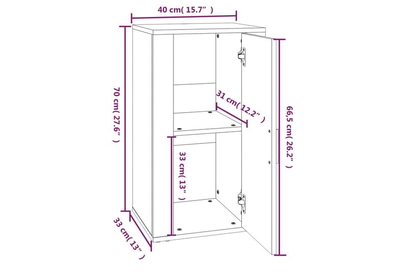 beBasic Skåp vit högglans 40x33x70 cm konstruerat trä - White - Förvaring - Förvaringsmöbler - Sideboard & skänk