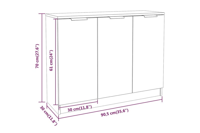 beBasic Byrå grå sonoma 90,5x30x70 cm konstruerat trä - Grey - Förvaring - Förvaringsmöbler - Byrå