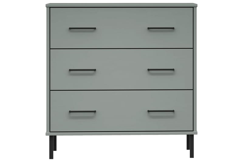 beBasic Byrå med 3 lådor OSLO grå 77x40x79,5 cm massivt trä - Grey - Förvaring - Förvaringsmöbler - Byrå