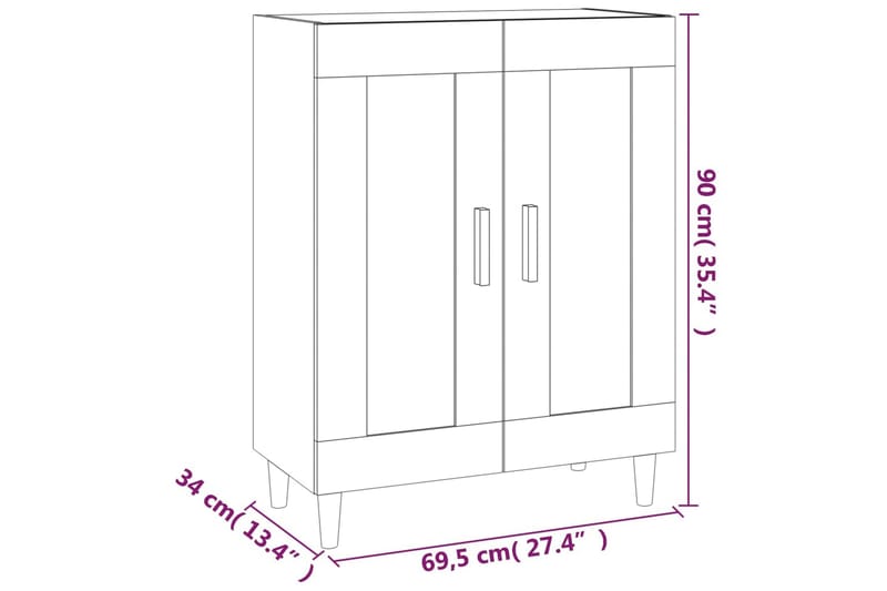 beBasic Byrå sonoma-ek 69,5x34x90 cm konstruerat trä - Brown - Förvaring - Förvaringsmöbler - Byrå