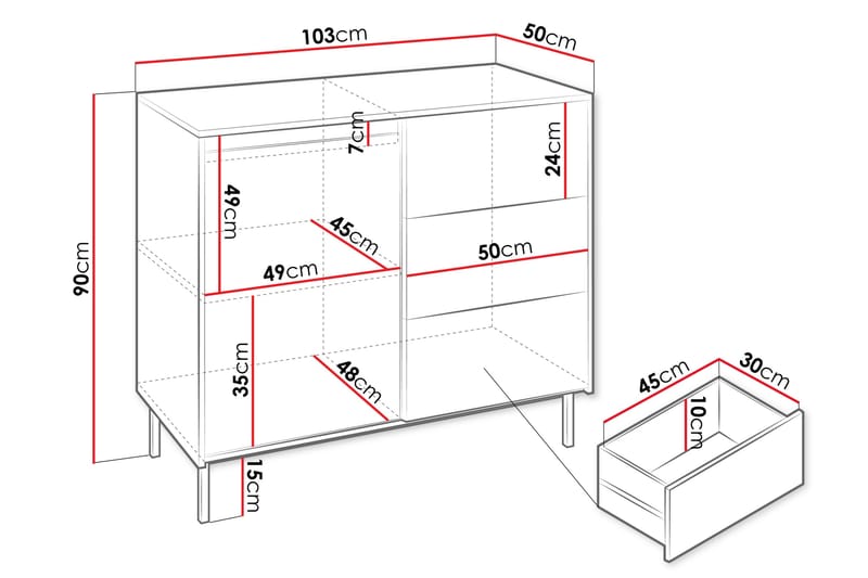 Byrå Bjurholm 103 cm - Svart - Förvaring - Förvaringsmöbler - Byrå