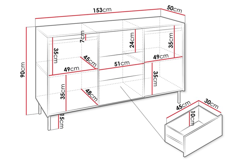 Byrå Bjurholm 153 cm - Svart - Förvaring - Förvaringsmöbler - Byrå