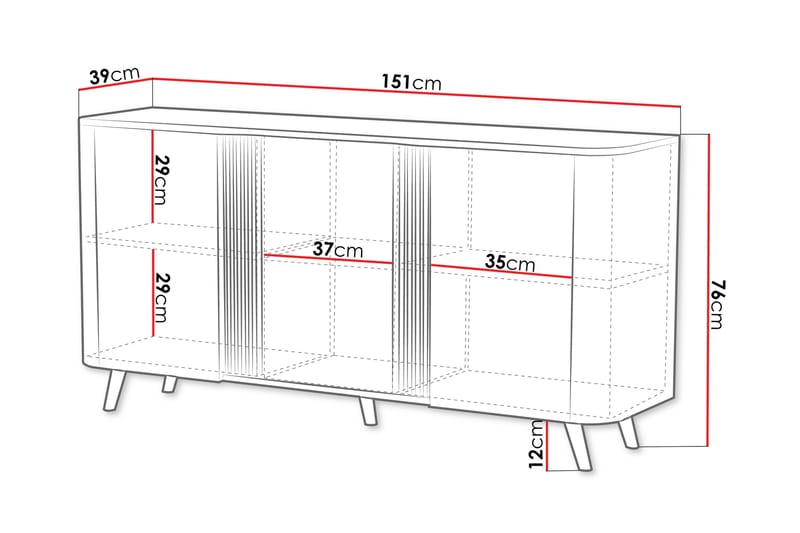 Byrå Clement 151 cm - Svart - Förvaring - Förvaringsmöbler - Byrå