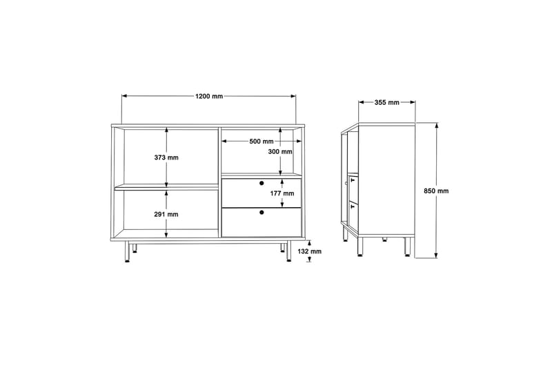 Byrå Donae 120 cm - Ek/Antracit - Förvaring - Förvaringsmöbler - Byrå