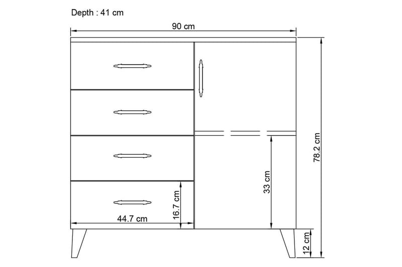 Byrå Hananiah 90 cm - Vit - Förvaring - Förvaringsmöbler - Byrå