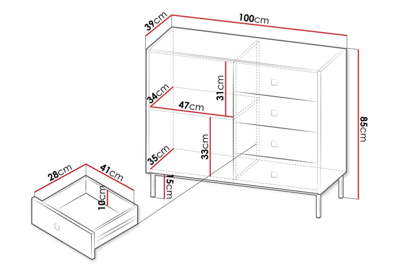 Byrå Hermann 100 cm - Svart - Förvaring - Förvaringsmöbler - Byrå