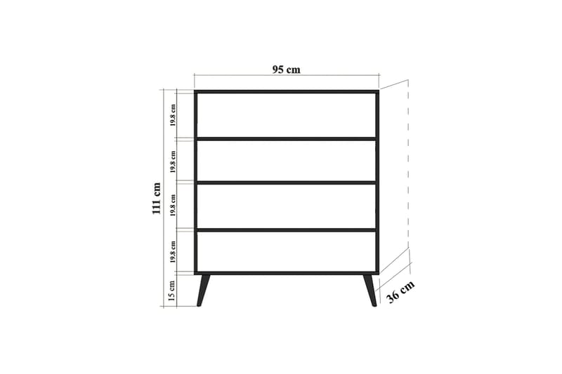 Byrå med 4 Dörrar 95x111 cm - Vit/Svart - Förvaring - Förvaringsmöbler - Byrå