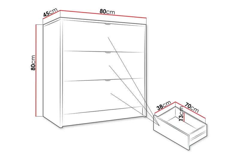 Byrå Munkedal 80 cm - Vit - Förvaring - Förvaringsmöbler - Byrå