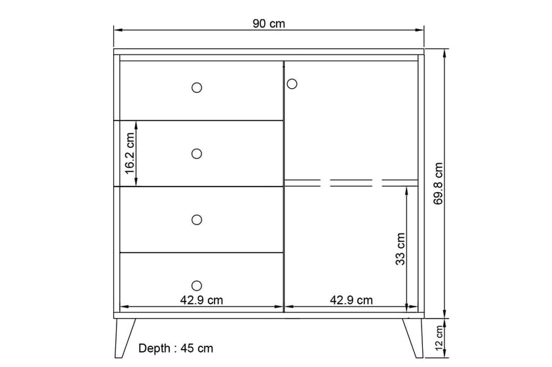 Byrå Nilanga 90 cm - Vit - Förvaring - Förvaringsmöbler - Byrå