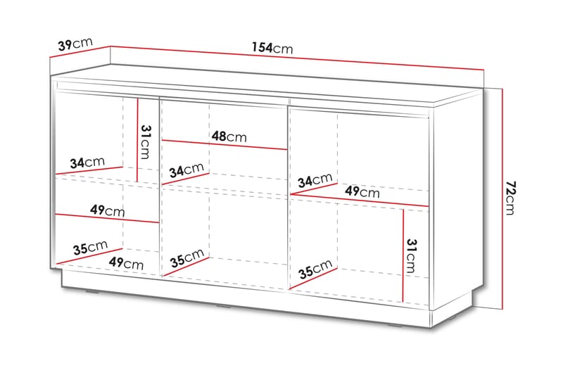 Byrå Vitlanda 154 cm - Svart - Förvaring - Förvaringsmöbler - Byrå