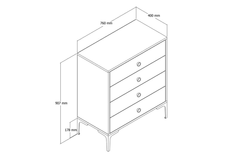 Byrå Ameias 76x90,7 cm Brun/Vit - Hanah Home - Förvaring - Förvaringsmöbler - Byrå - Hallbyrå