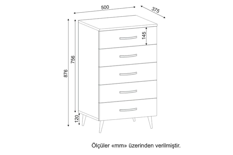 Byrå Tessie 5 Lådor - Vit - Förvaring - Förvaringsmöbler - Byrå - Hallbyrå