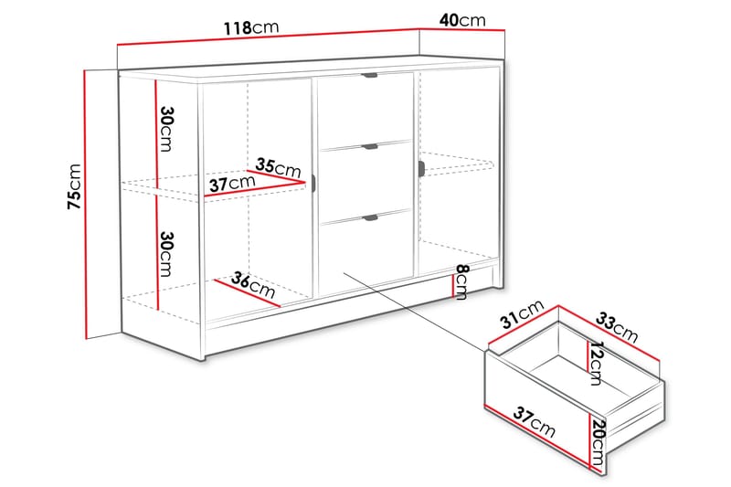 Highboard Novaj - Beige - Förvaring - Förvaringsmöbler - Byrå