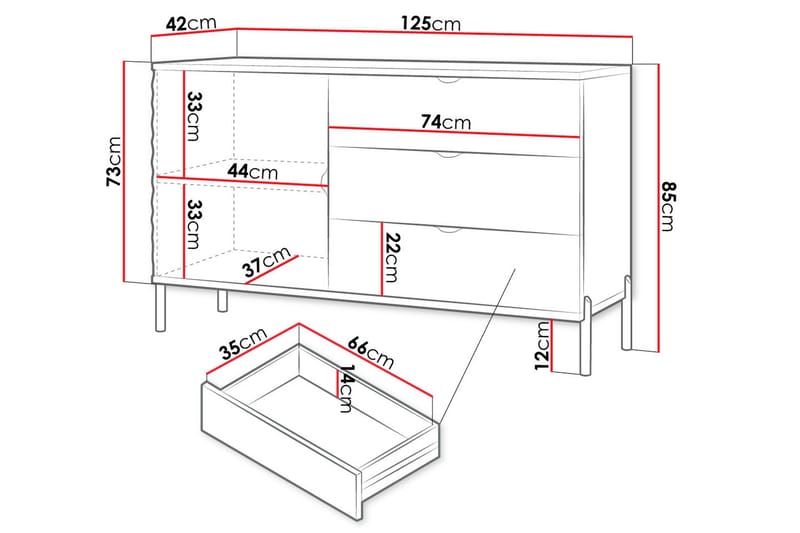 Byrå Holmes 125 cm - Vit - Förvaring - Förvaringsmöbler - Byrå